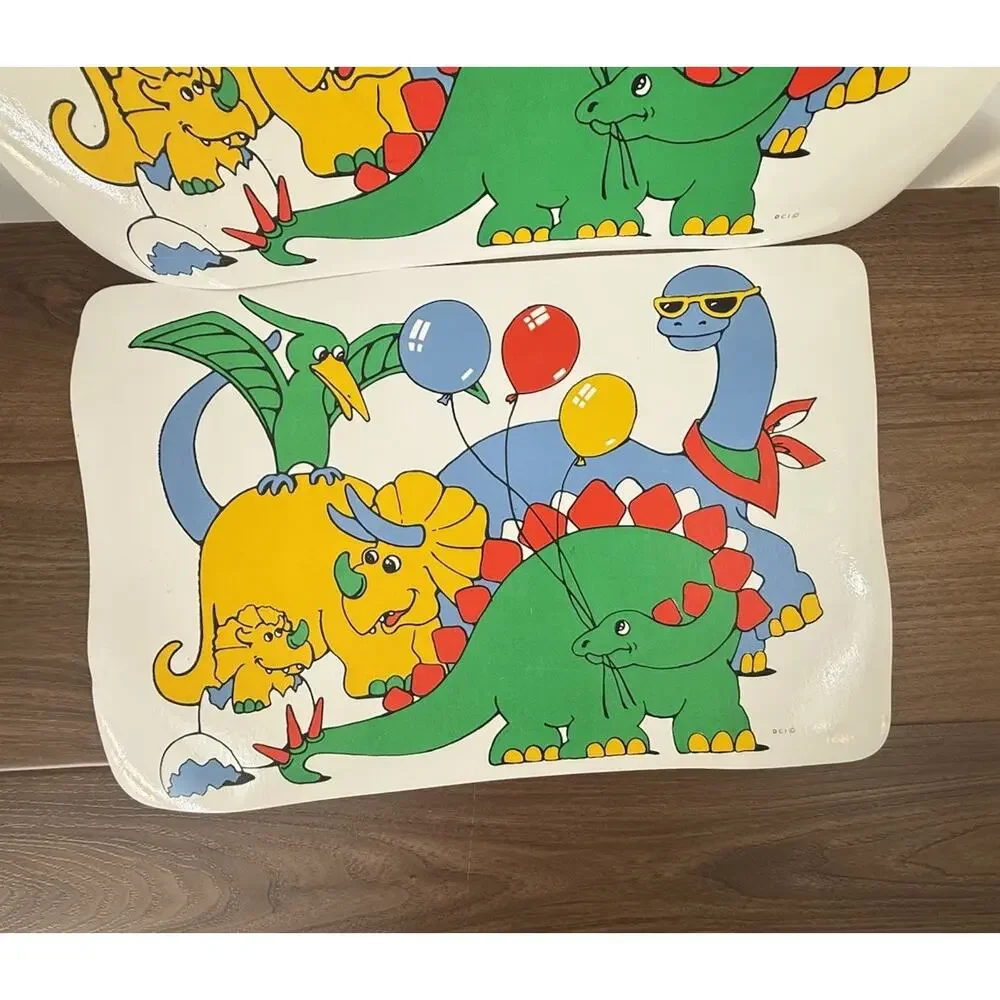 2‎ Vintage Vinyl Kids Dinosaur Placemats 1980's 12
